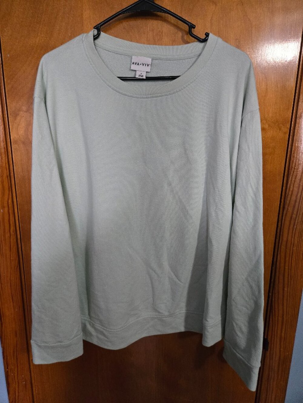 Ava & Viv Crewneck Sweatshirt, Size XL, Mint Green